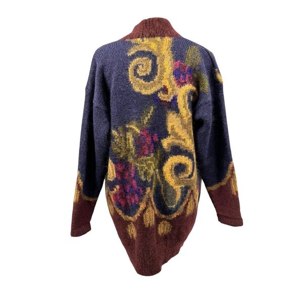 Vintage Linda Allard For Ellen Tracy Mohair Oversized Paisley Cardigan Sweater - Picture 5 of 14